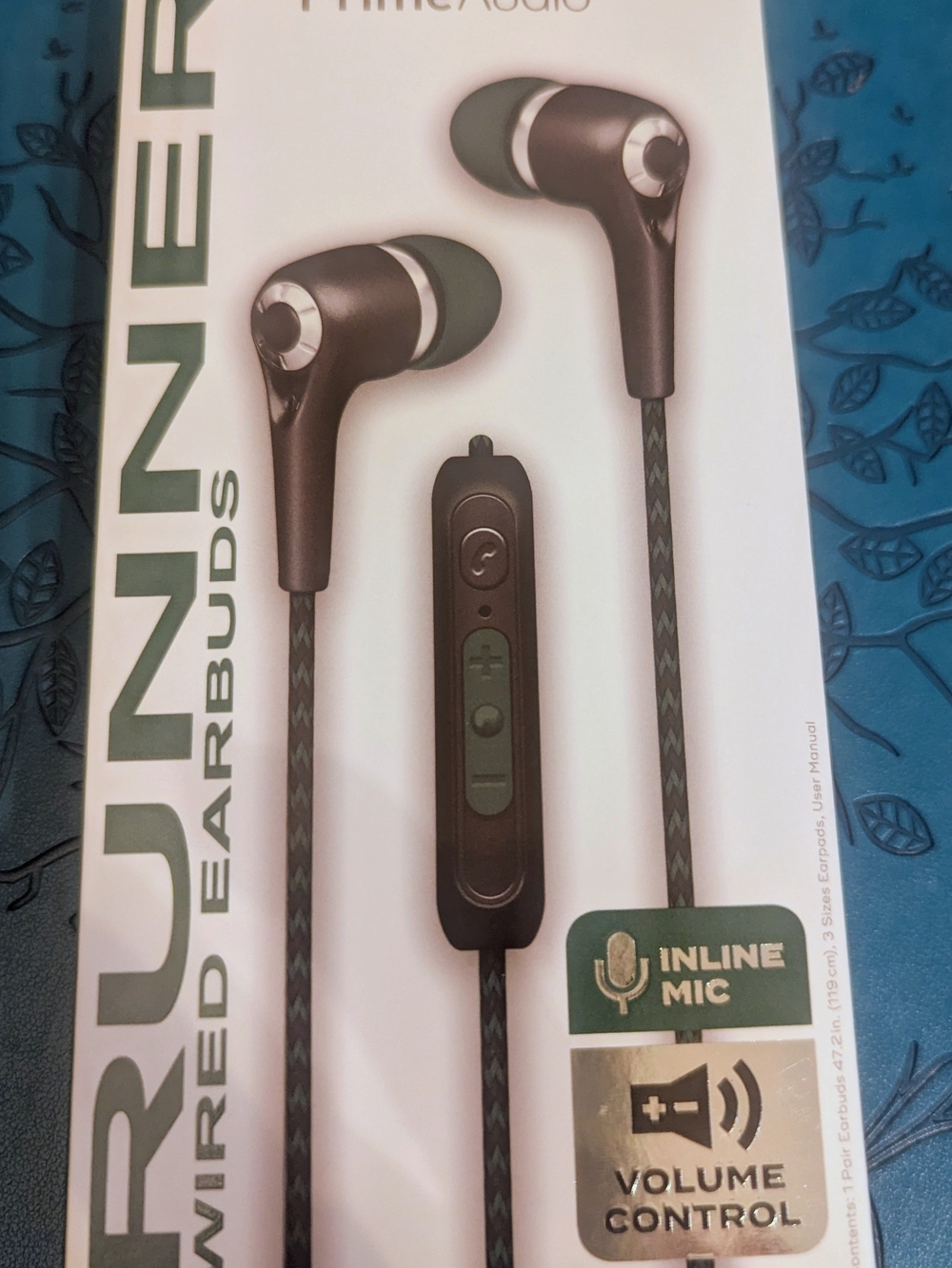Prime Audio Runner Wired Earbuds in Blue And Black with Inline Mic